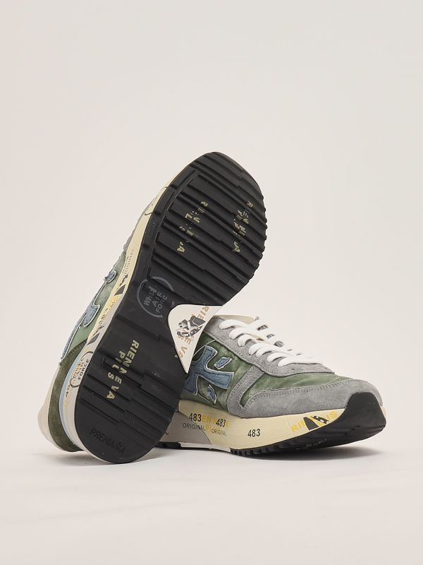 Mick 7216 leather and fabric sneakers for men mik07216 Mint