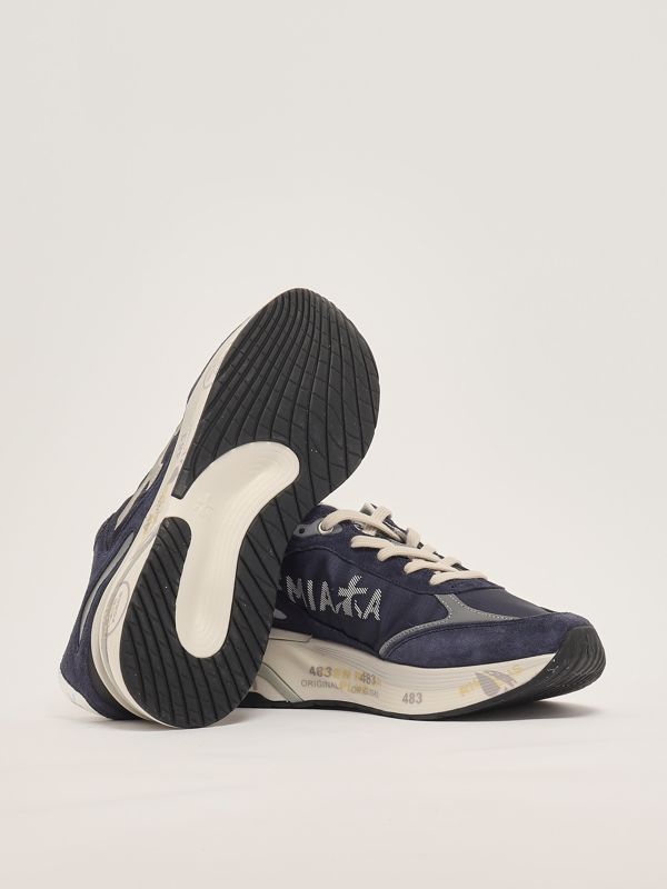 4. Zapatillas de hombre Moerun 7306 en piel y tejido Azul marino-Blanco Premiata moe07306