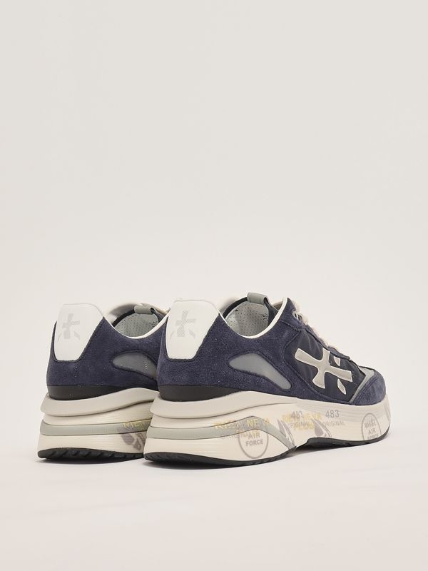 3. Zapatillas de hombre Moerun 7306 en piel y tejido Azul marino-Blanco Premiata moe07306