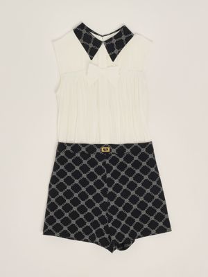 Trainingsanzug für Mädchen aus Viskose Elfenbein-Schwarz Elisabetta Franchi