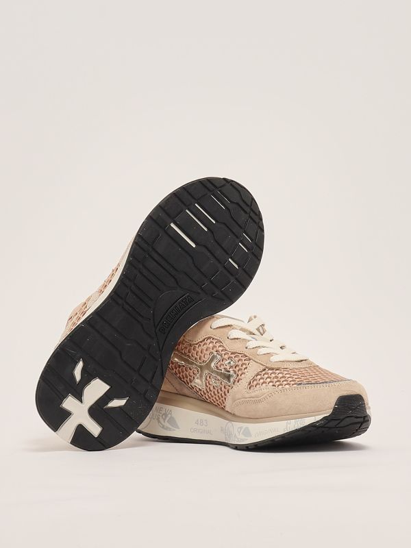 4. Lauryn 7486 leather and fabric sneakers for women Camel Premiata lauryn7486