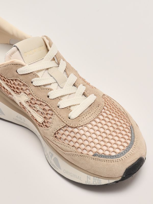 5. Lauryn 7486 leather and fabric sneakers for women Camel Premiata lauryn7486