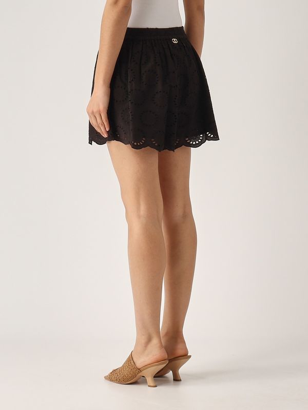 3. Cotton eyelet shorts for women Black Twinset 251tt2363