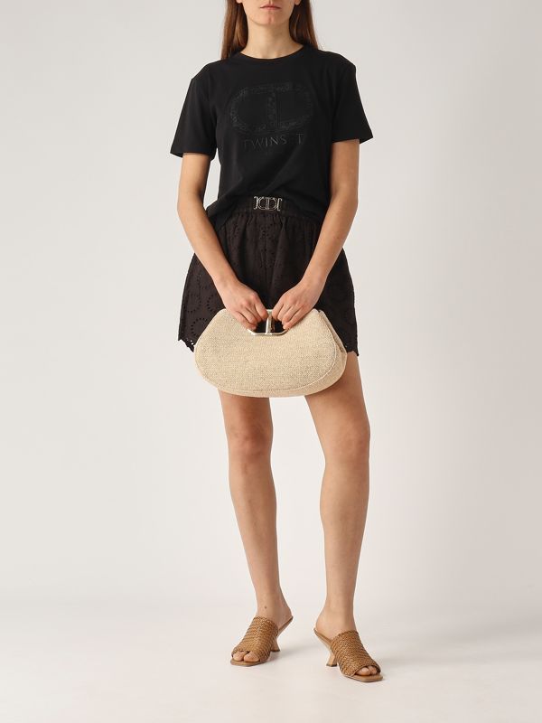 5. Cotton eyelet shorts for women Black Twinset 251tt2363