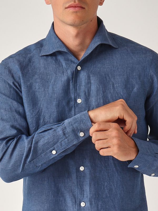 4. Camicia uomo in lino Azzurro Barba Napoli ifu95p0147067u