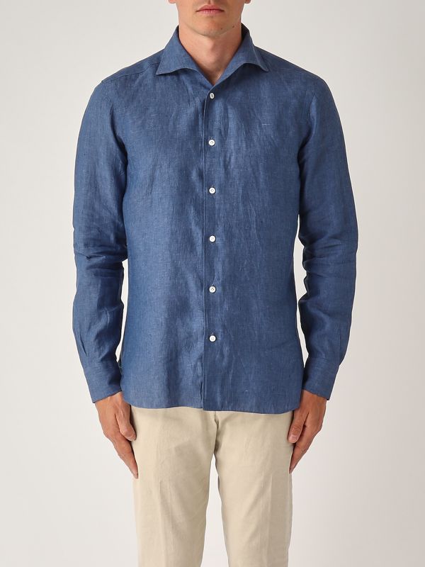 1. Camicia uomo in lino Azzurro Barba Napoli ifu95p0147067u