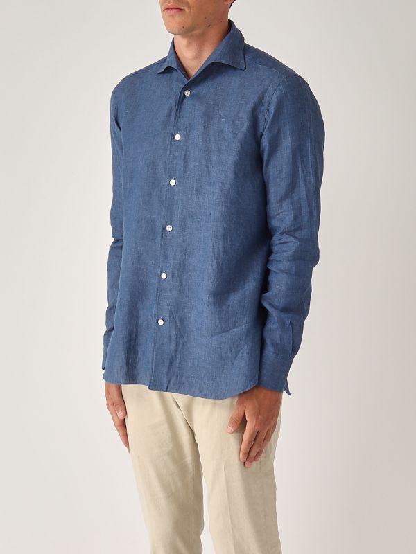2. Camicia uomo in lino Azzurro Barba Napoli ifu95p0147067u