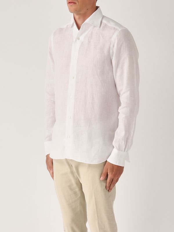 2. Camicia uomo in lino Bianco Barba Napoli ifu95p0147067u
