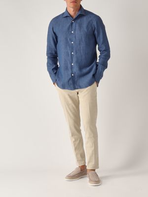 5. Camicia uomo in lino Azzurro