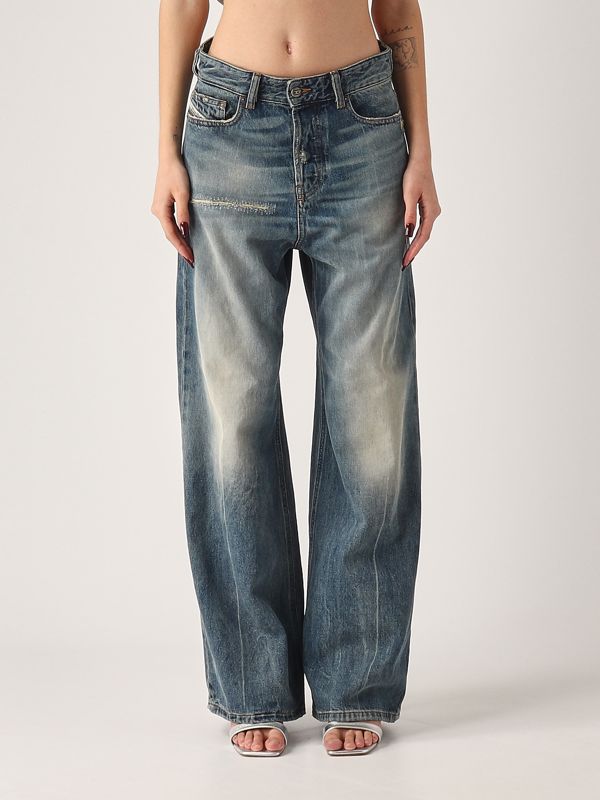 【YOURNUS】Antique Old Wide Denim Unique Vintage Plus Size 1940s Denim High Waist Wide Leg Tab