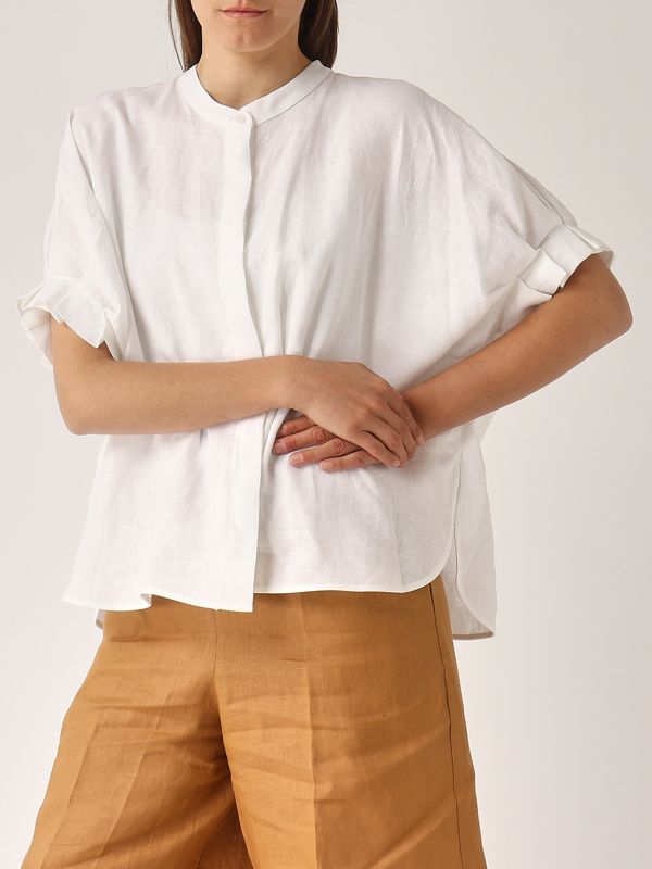 4. Linen shirt for women White Meimeij m5eh05