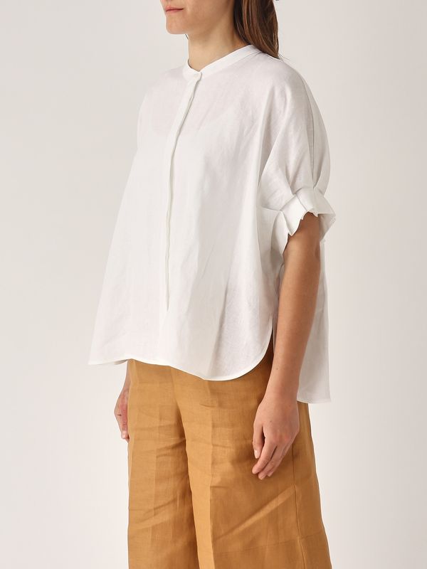 2. Linen shirt for women White Meimeij m5eh05