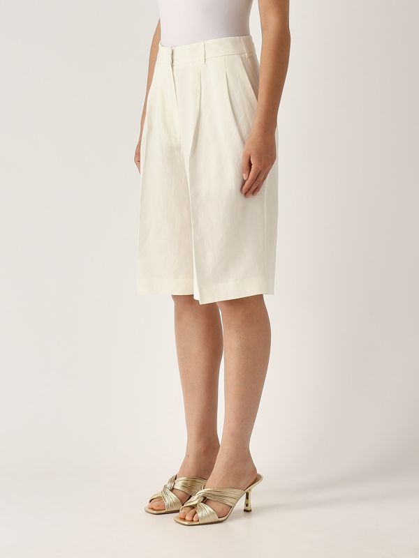 2. Bermuda donna in misto lino Bianco Meimeij m5ei07