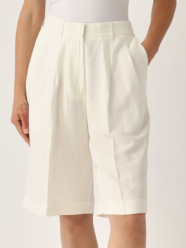 4. Bermuda donna in misto lino Bianco Meimeij m5ei07