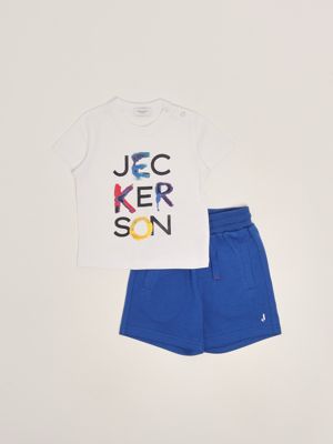 Babyanzug aus einer Baumwollmischung Weiß-Blau Jeckerson