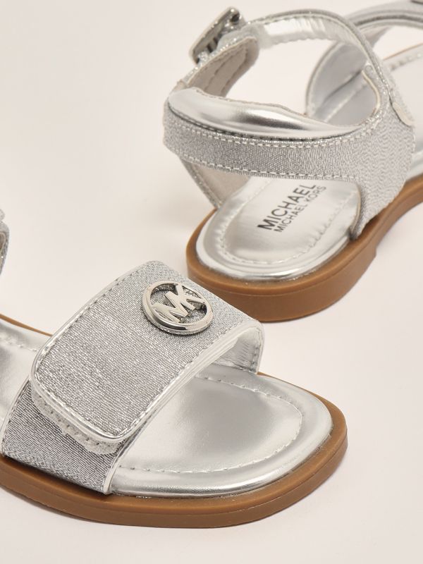 4. Kieran imitation leather flat sandals for girls Silver Michael Kors mk01429