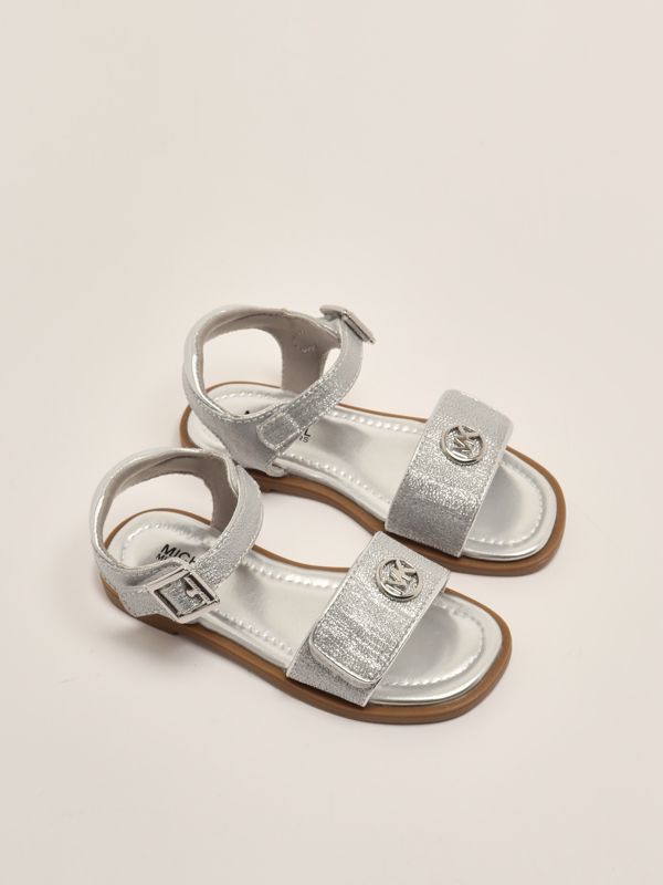 2. Kieran imitation leather flat sandals for girls Silver Michael Kors mk01429
