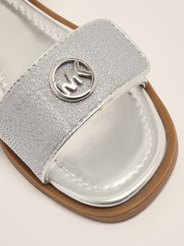 5. Kieran imitation leather flat sandals for girls Silver Michael Kors mk01429