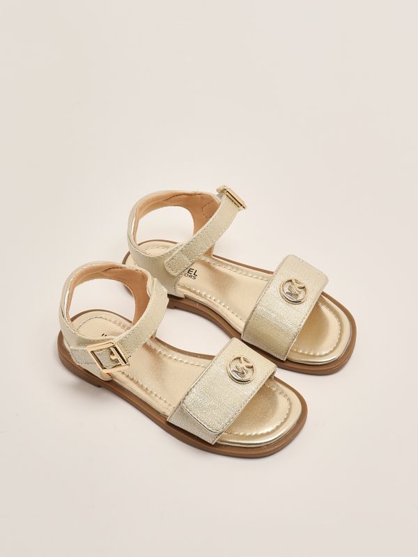 2. Kieran imitation leather flat sandals for girls Gold Michael Kors mk01429