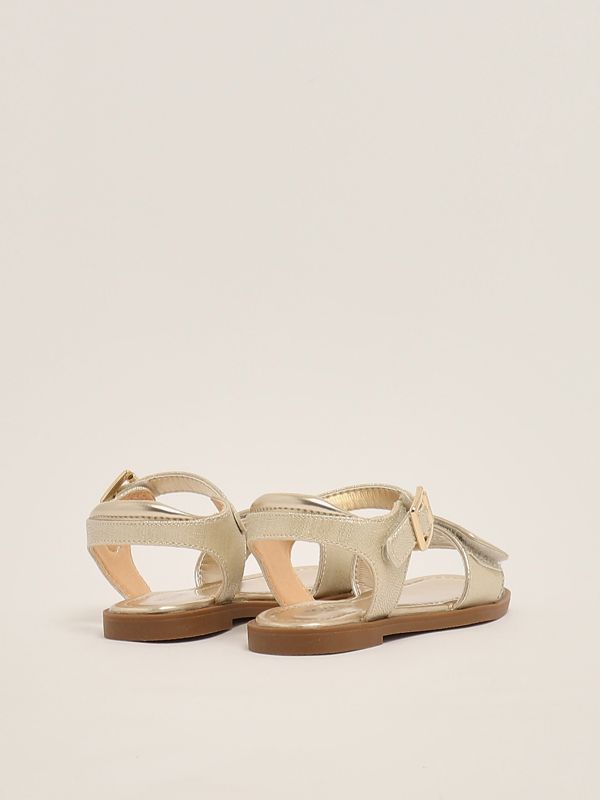 3. Kieran imitation leather flat sandals for girls Gold Michael Kors mk01429