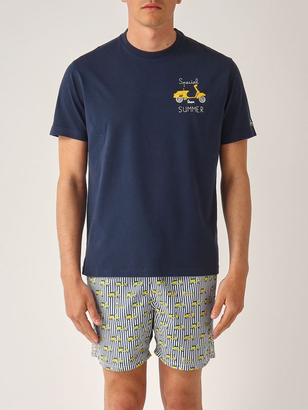 1. T-shirt uomo in cotone Blu MC2 Saint Barth tshm001