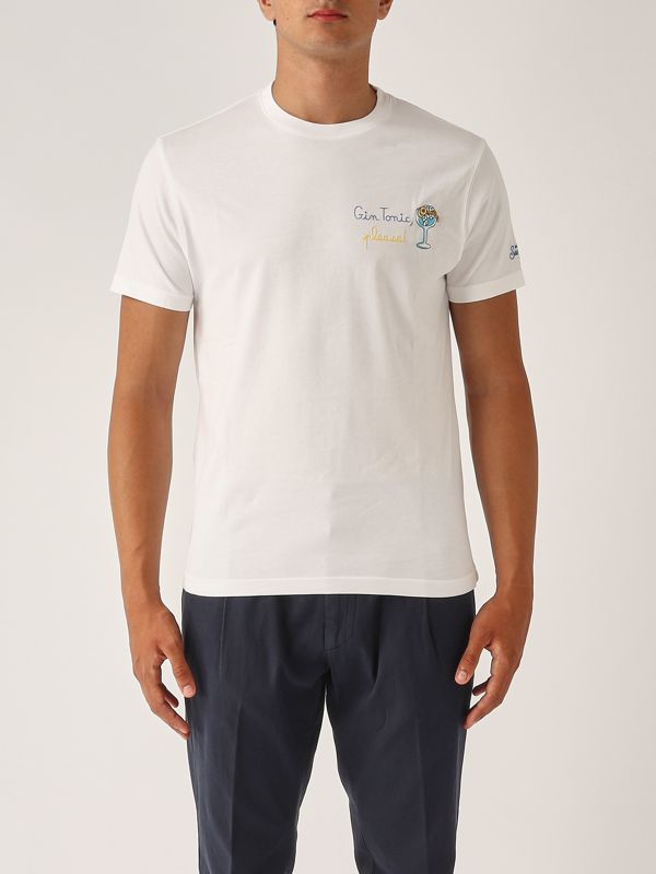1. T-shirt uomo in cotone Glass Gin Pls 01n MC2 Saint Barth tshm001