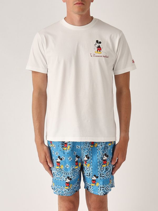 1. T-shirt uomo in cotone Mickey-Bianco MC2 Saint Barth tshm001