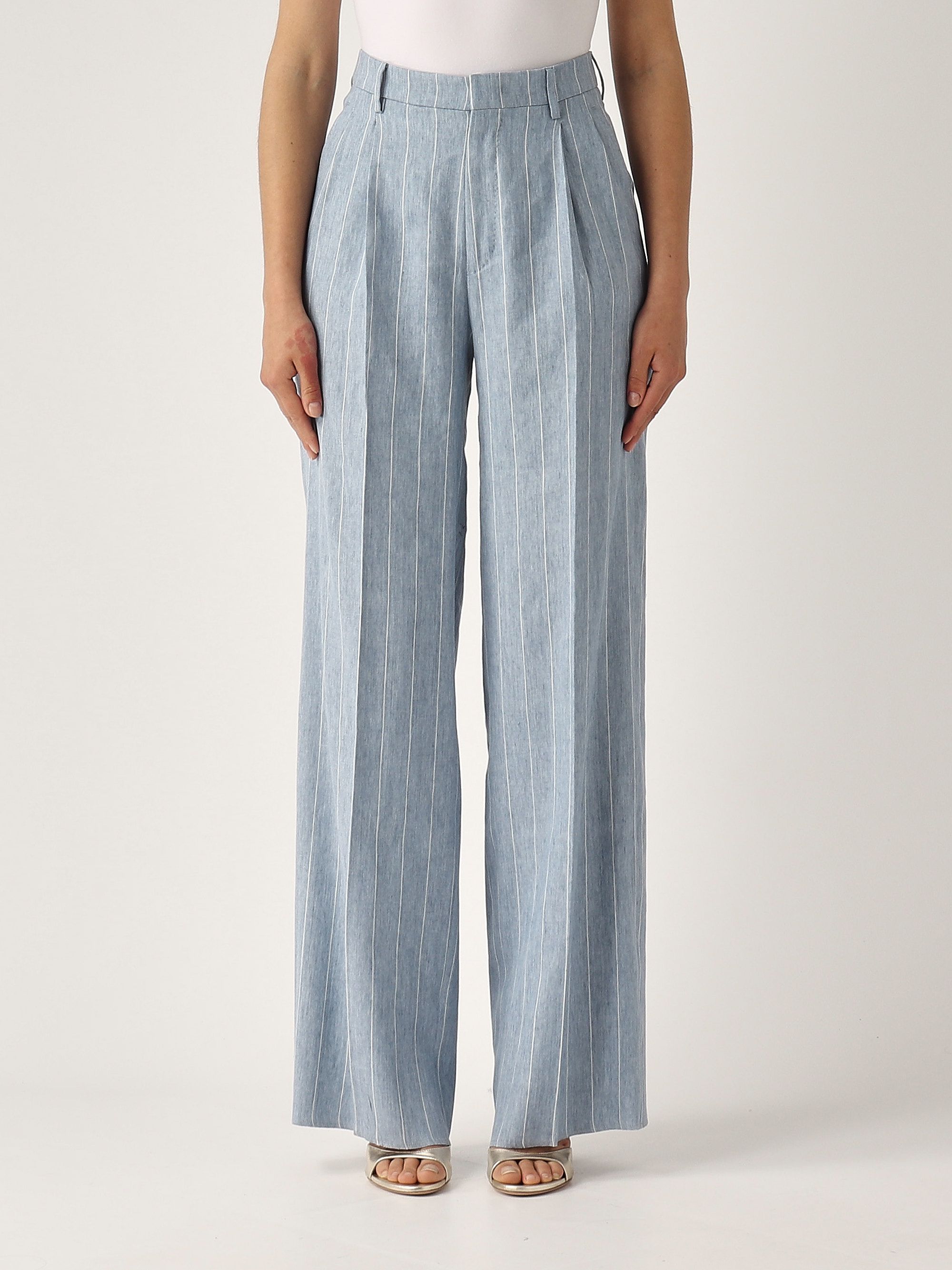 P-Ebony linen and stretch cotton trousers for women 340299p