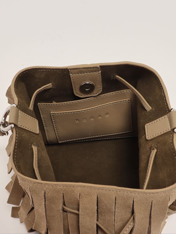 6. Hocket Mini suede bucket bag for women Sand Hogan kbw01rk2100u4n