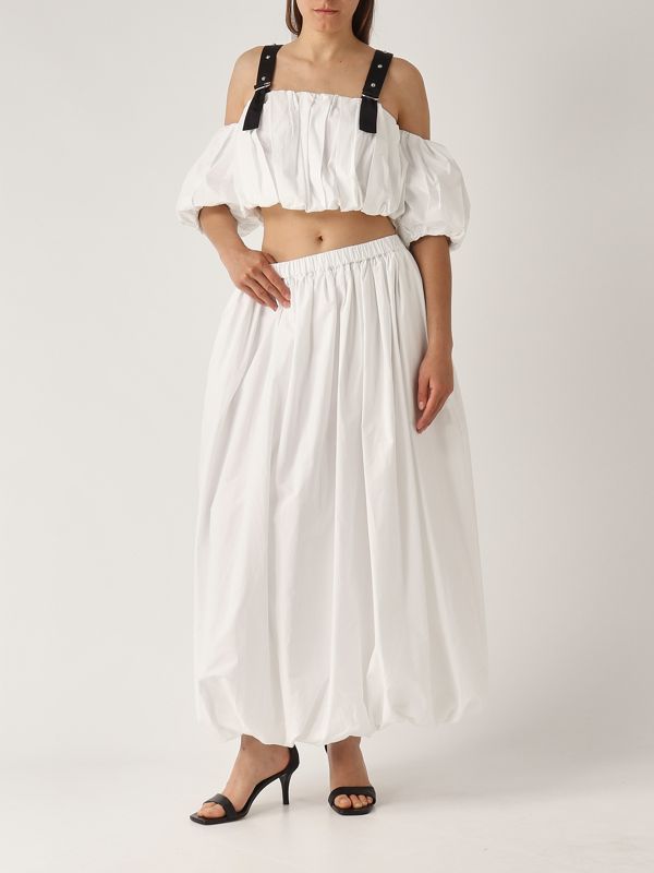 スカート PINKO Johnny cotton popeline skirt Bianco donna-abbigliamento-gonne-