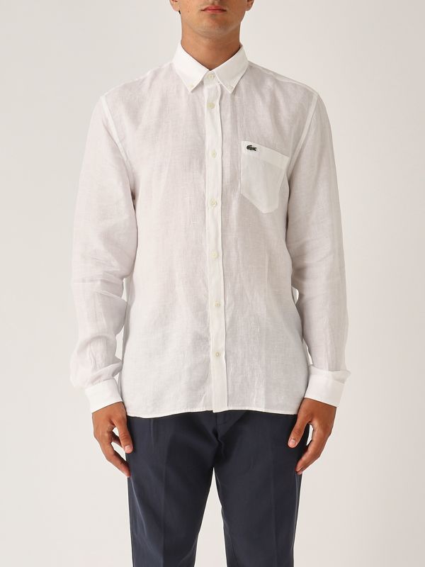 1. Camicia uomo in lino Bianco Lacoste ch5692