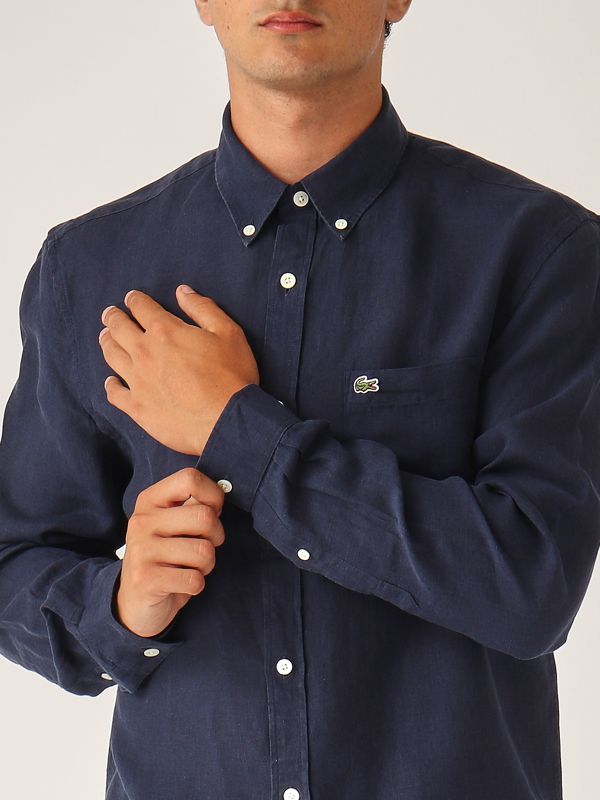 4. Camicia uomo in lino Navy Lacoste ch5692
