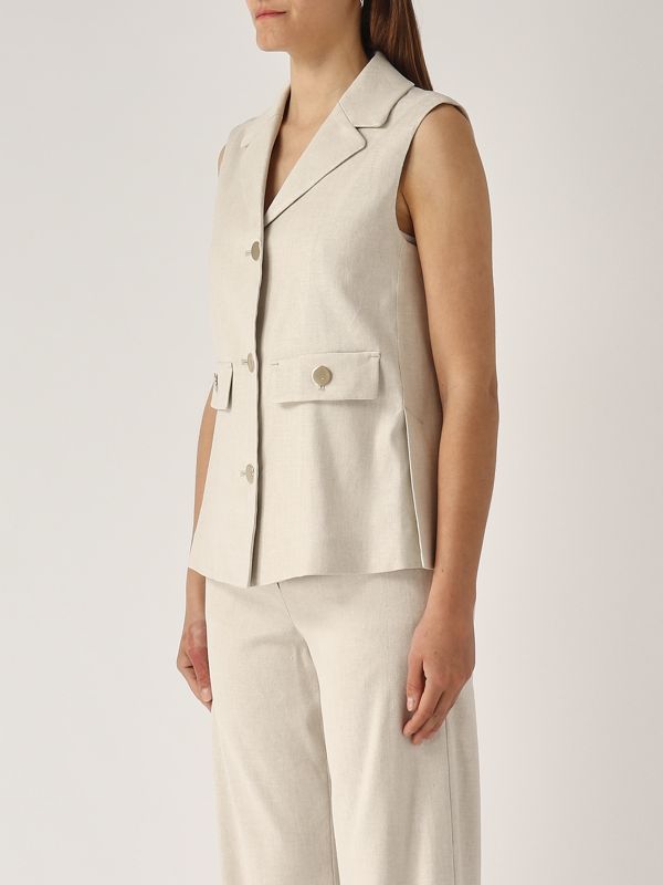 Caroline women's linen and modal stretch vest 2519151013600