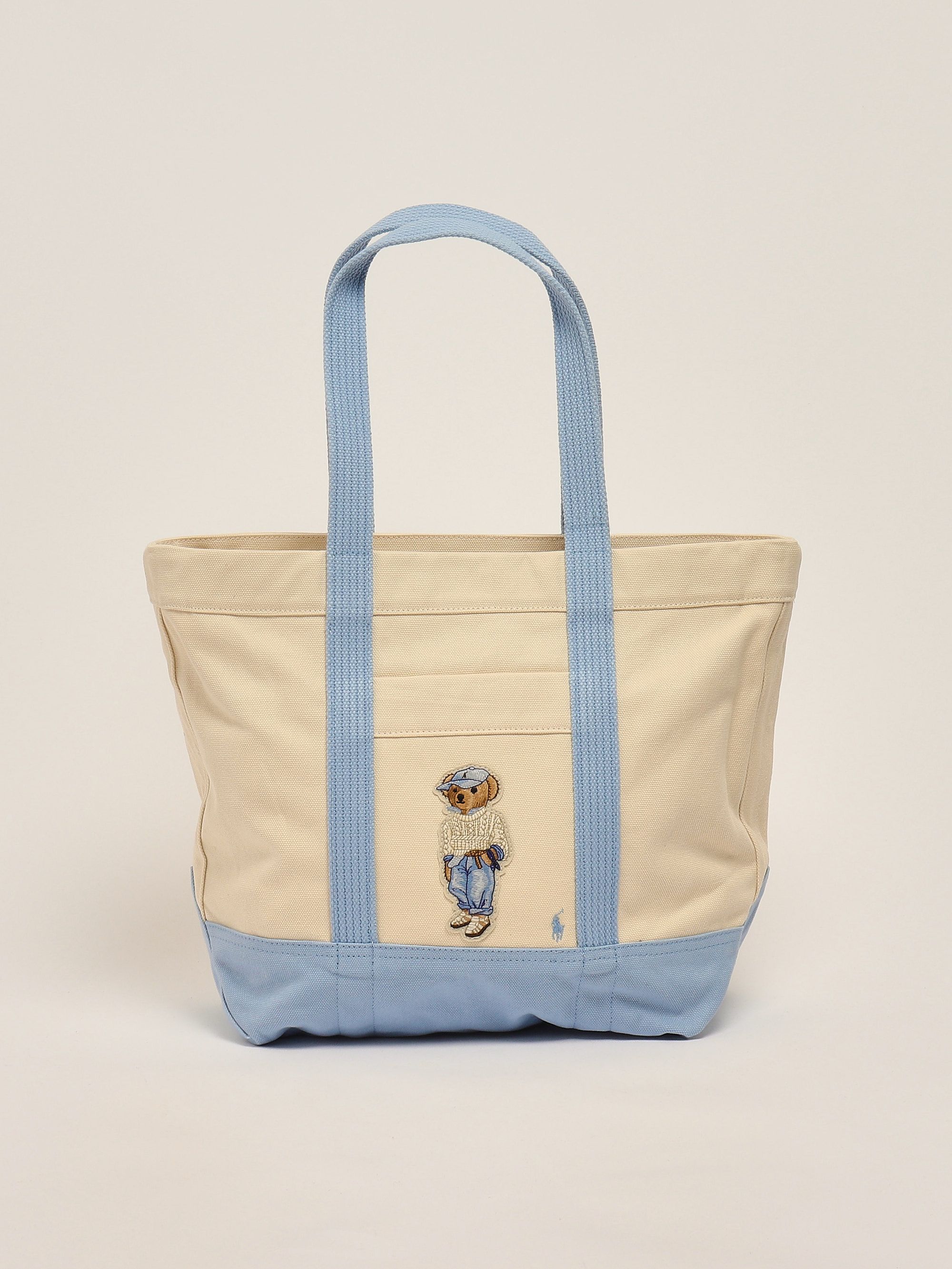 Polo Bear M cotton canvas tote bag for women 428967715 Ecru