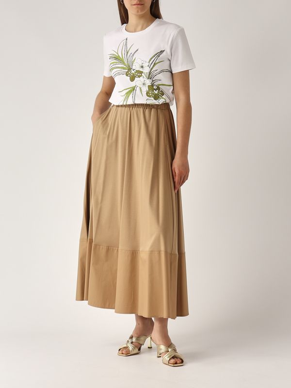 Roal cotton blend skirt for women 2516771028600 Camel