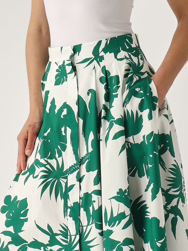 【送料&関税込】Max Mara Studio Idoneo Skirt Women's cotton skirt Idoneo 2516101062600 White-Green