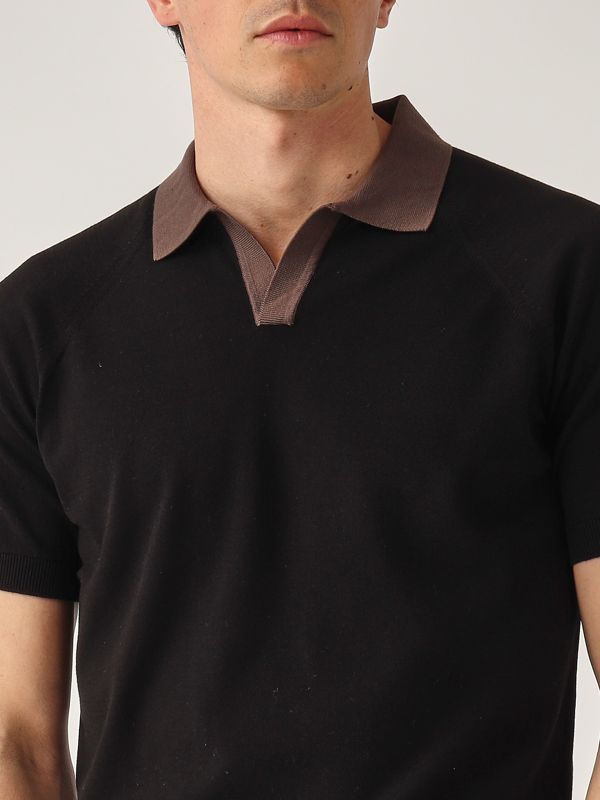 4. Organic cotton men's polo shirt Black Gran Sasso 5716518045