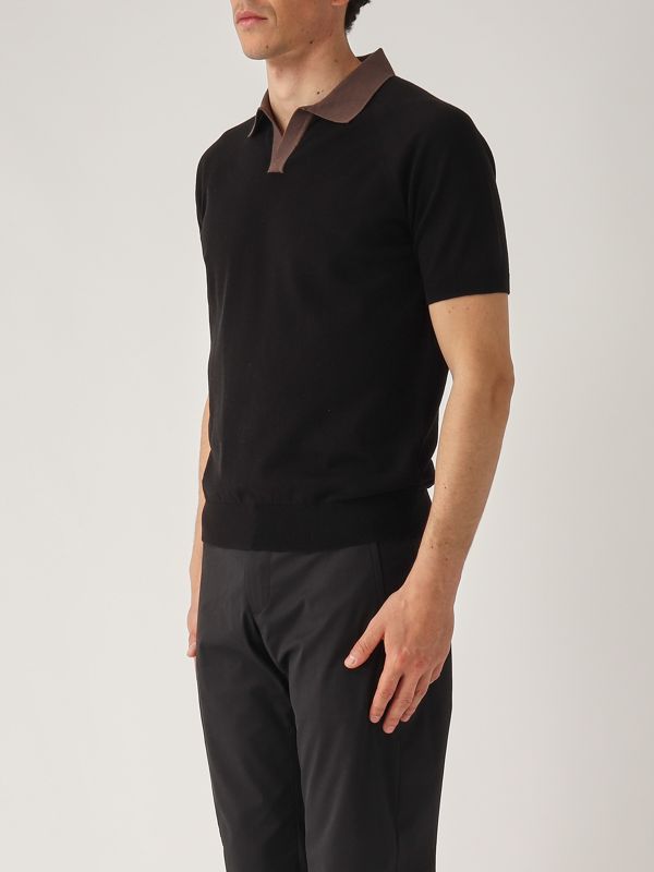 2. Organic cotton men's polo shirt Black Gran Sasso 5716518045