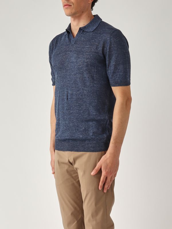 2. Polo uomo in lino Blu Gran Sasso 5717424801