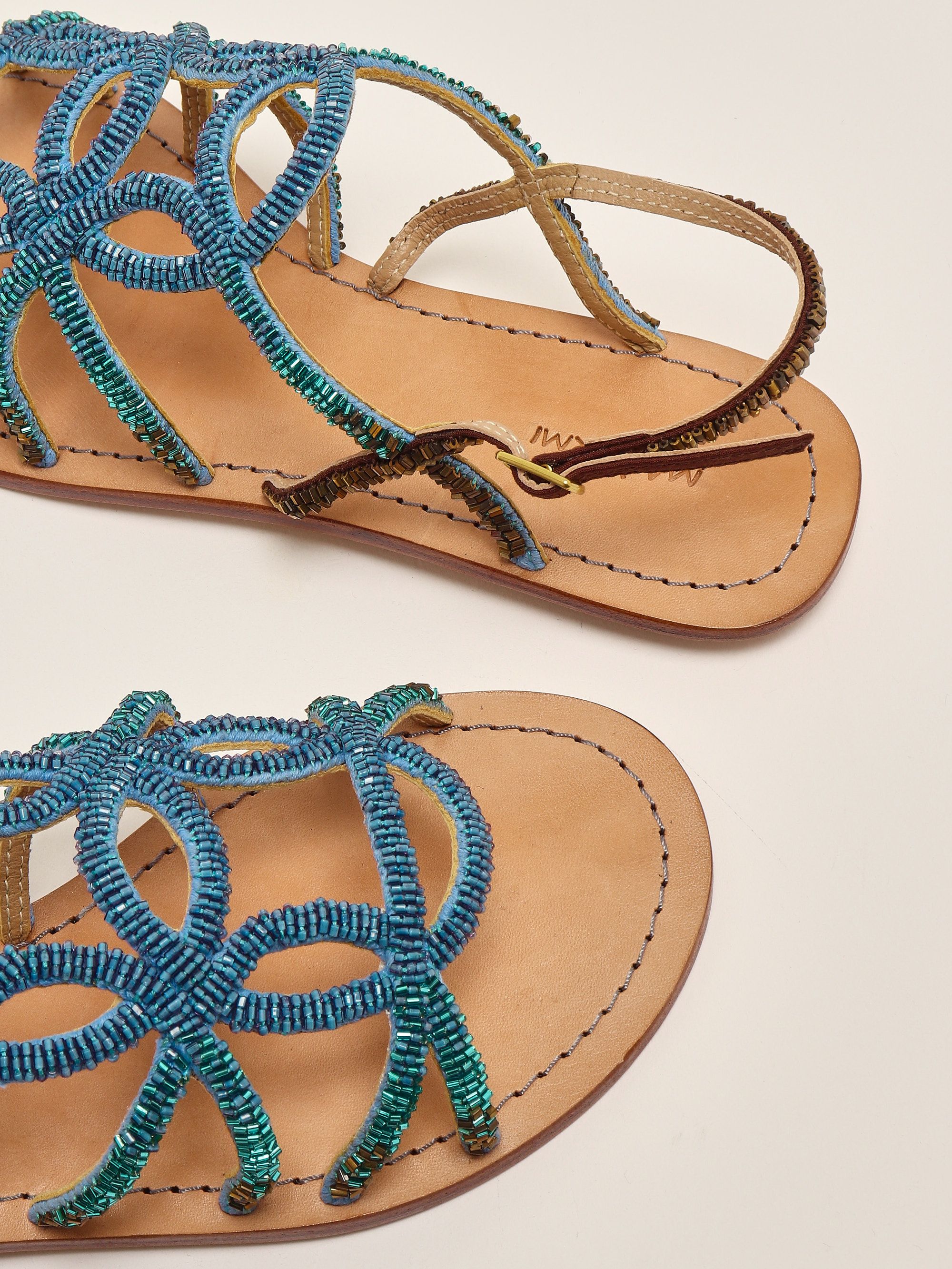 シューズ・サンダルその他 MALIPARMI Woman Flat sandals Silver SX096290934 96B99 Capri Cut Shaded leather sandals for women sx096290934 Blue