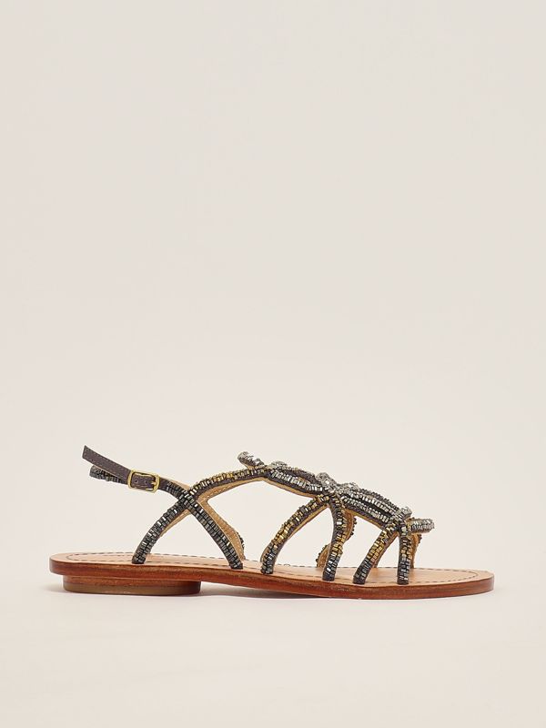 1. Capri Cut Shaded leather sandals for women Silver-Multicolor Maliparmi sx096290934