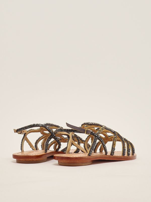 3. Capri Cut Shaded leather sandals for women Silver-Multicolor Maliparmi sx096290934