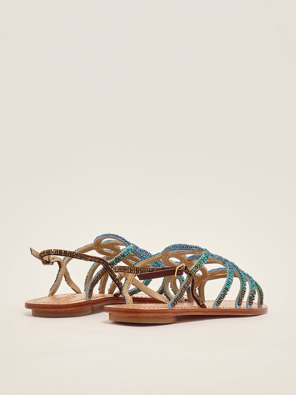 3. Capri Cut Shaded leather sandals for women Blue-Multicolor Maliparmi sx096290934