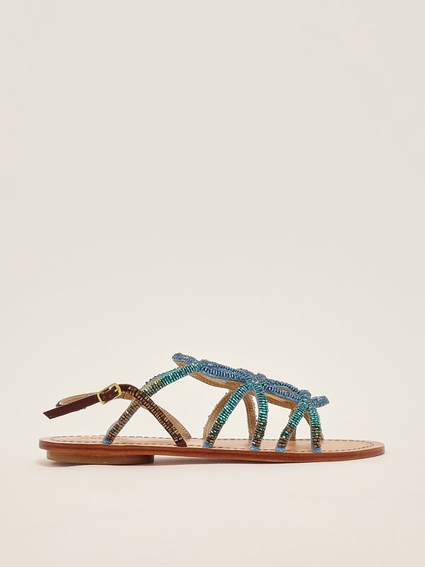 1. Capri Cut Shaded leather sandals for women Blue-Multicolor Maliparmi sx096290934