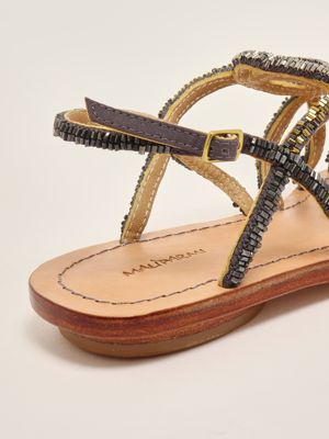 5. Capri Cut Shaded leather sandals for women Silver-Multicolor