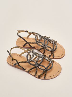 2. Capri Cut Shaded leather sandals for women Silver-Multicolor