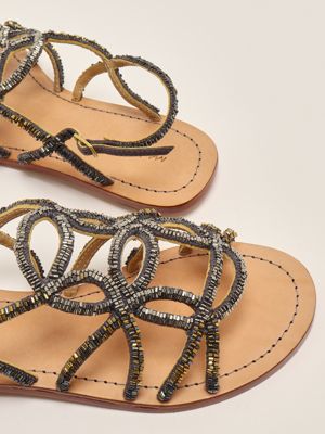4. Capri Cut Shaded leather sandals for women Silver-Multicolor