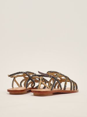 3. Capri Cut Shaded leather sandals for women Silver-Multicolor