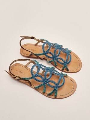 2. Capri Cut Shaded leather sandals for women Blue-Multicolor
