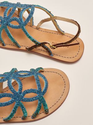 4. Capri Cut Shaded leather sandals for women Blue-Multicolor
